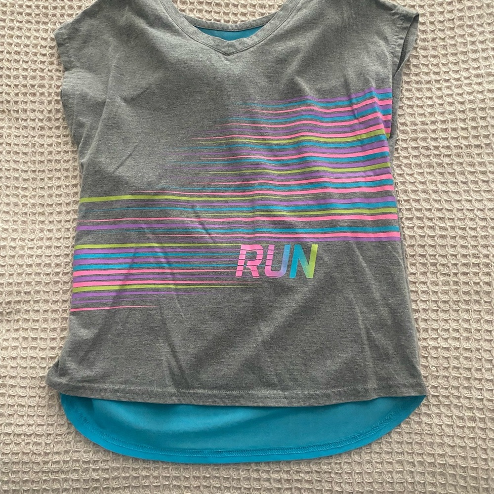 RBX Kids Gray Tee with Colorful Stripes